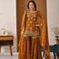 Heavy Fandy Silk Embroidered Top Sharara Palazzo Set with Dupatta