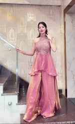 Heavy Fandy Silk Full Neck Top with Sharara Palazzo Set for special occasions