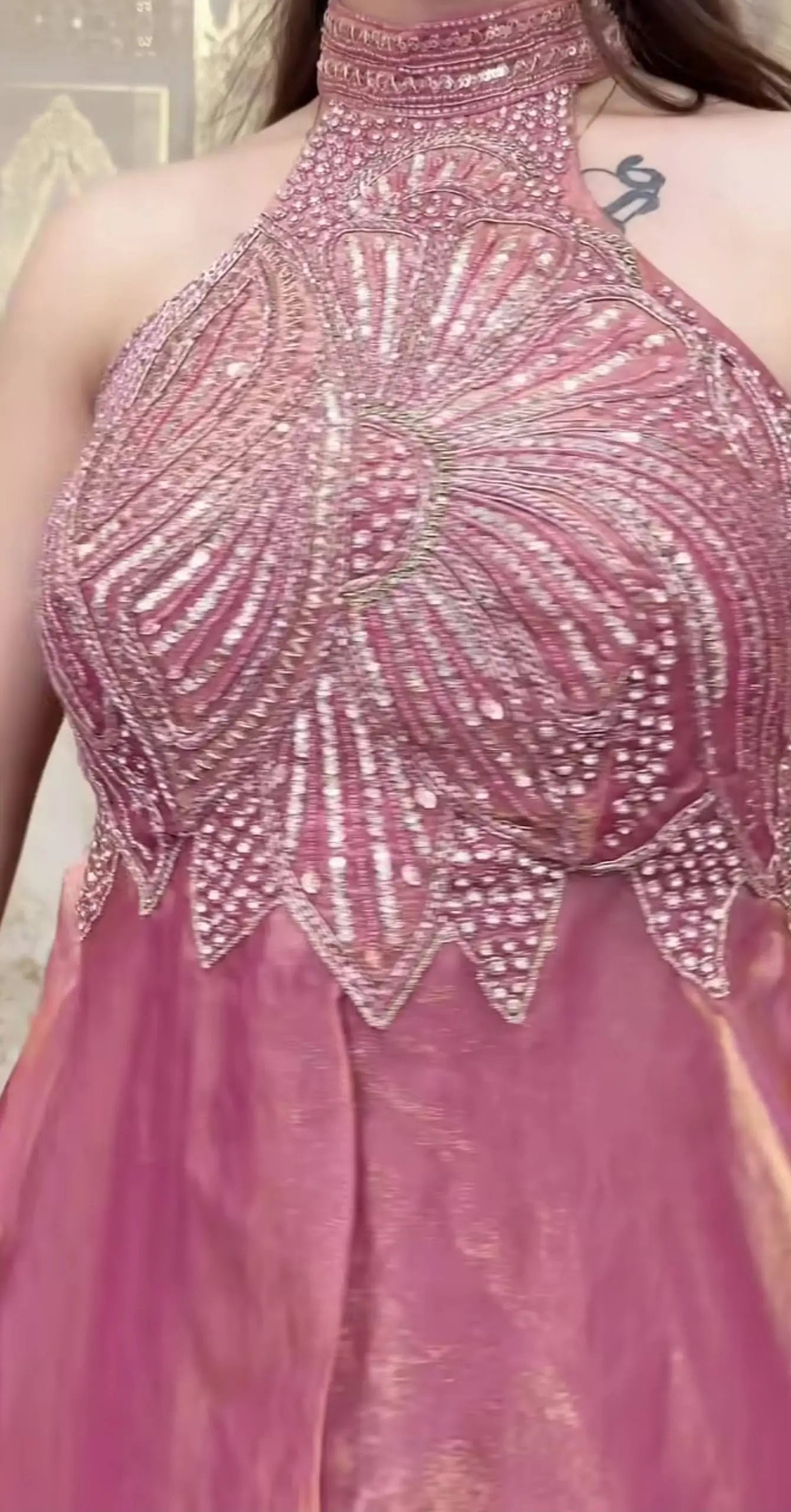 Heavy Fandy Silk Full Neck Top with Sharara Palazzo Set for special occasions