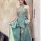 Heavy Fandy Silk Full Neck Top with Sharara Palazzo Set for special occasions