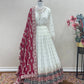 Heavy Faux Georgette Embroidered Anarkali Gown with Dupatta & Bottom