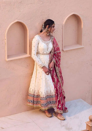Heavy Faux Georgette Embroidered Anarkali Gown with Dupatta & Bottom
