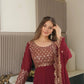 Heavy Faux Georgette Embroidered Gown Sharara Set with Dupatta
