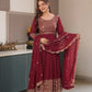 Heavy Faux Georgette Embroidered Gown Sharara Set with Dupatta