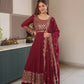 Heavy Faux Georgette Embroidered Gown Sharara Set with Dupatta
