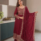 Heavy Faux Georgette Embroidered Gown Sharara Set with Dupatta