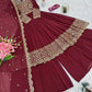 Heavy Faux Georgette Embroidered Gown Sharara Set with Dupatta