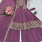 Heavy Faux Georgette Embroidered Gown Sharara Set with Dupatta