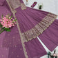 Heavy Faux Georgette Embroidered Gown Sharara Set with Dupatta