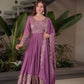 Heavy Faux Georgette Embroidered Gown Sharara Set with Dupatta