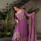 Heavy Faux Georgette Embroidered Gown Sharara Set with Dupatta