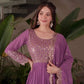Heavy Faux Georgette Embroidered Gown Sharara Set with Dupatta