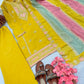 Heavy Faux Georgette Embroidered Palazzo Set with Multicolor Dupatta