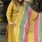 Heavy Faux Georgette Embroidered Palazzo Set with Multicolor Dupatta