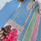 Heavy Faux Georgette Embroidered Palazzo Set with Multicolor Dupatta