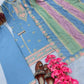 Heavy Faux Georgette Embroidered Palazzo Set with Multicolor Dupatta