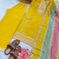 Heavy Faux Georgette Embroidered Palazzo Set with Multicolor Dupatta