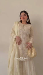Heavy Faux Georgette Embroidered Palazzo Set with Sequins & Dupatta