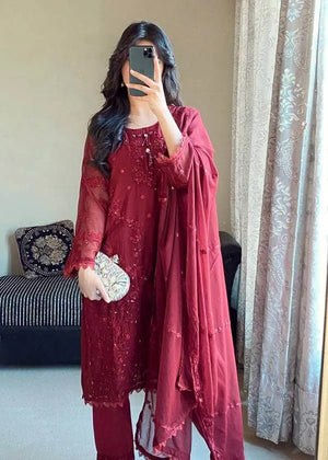 Heavy Faux Georgette Embroidered Plazzo Set with Dupatta – Sequins & Rivet Moti Work