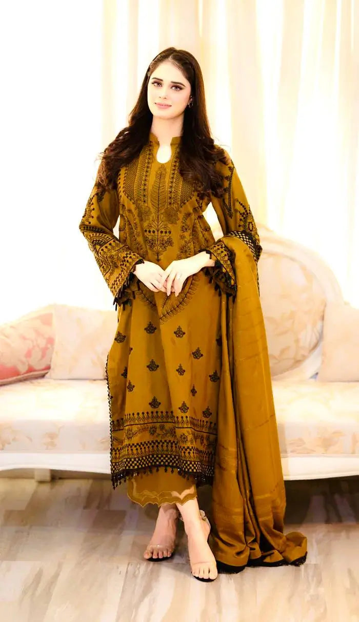 Heavy Faux Georgette Embroidered Suit Set with Plazzo & Dupatta – Festive Party Wear