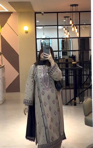 Heavy Faux Georgette Embroidered Suit Set with Sequence Work & Dupatta – Elegant Festive Wear