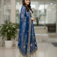 Heavy Faux Georgette Embroidered Top Sharara Plazzo Set with Lace Border Dupatta