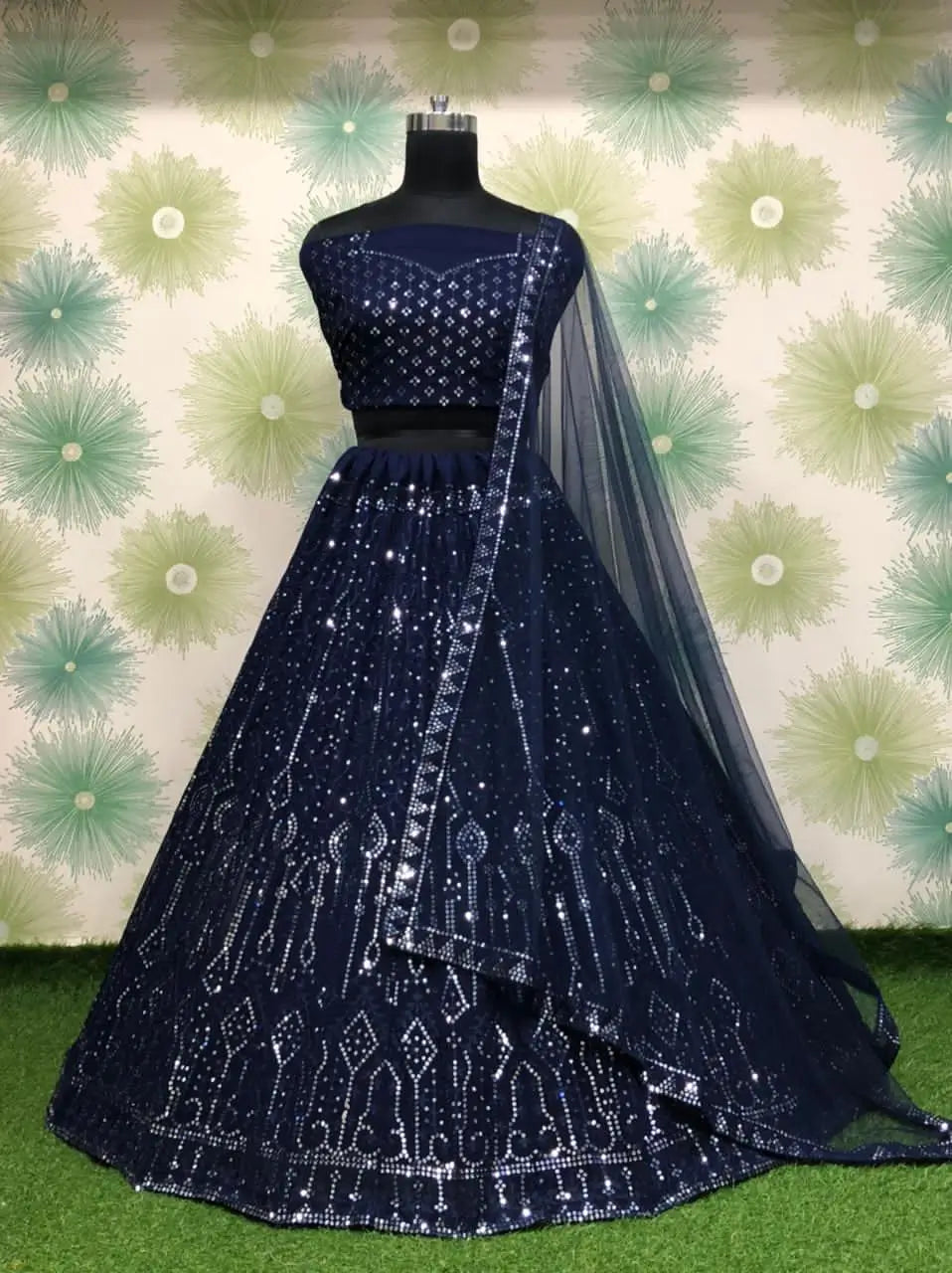 Heavy Georgette Embroidered Sequins Lehenga Set with Dupatta