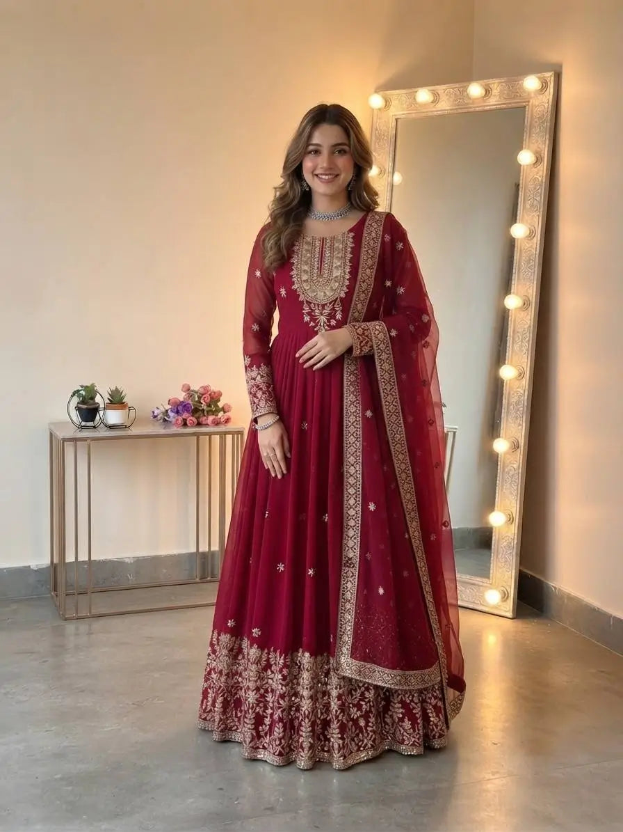 Heavy Georgette Sequin Anarkali Gown