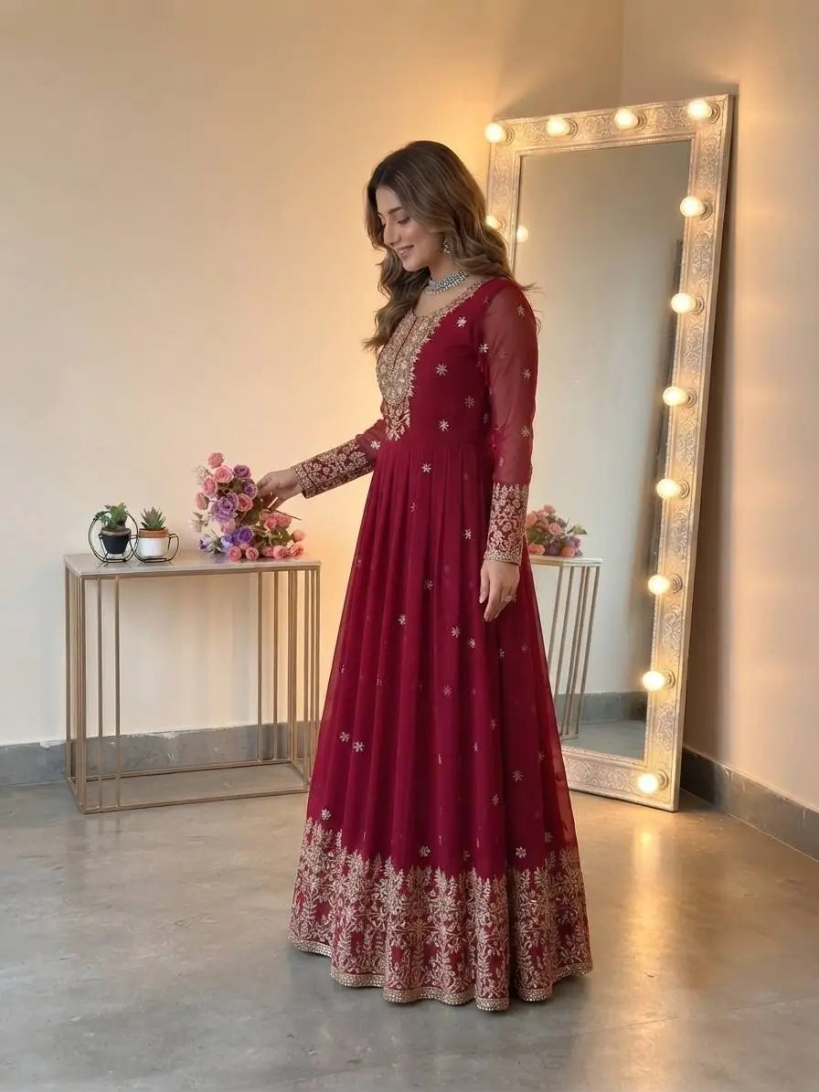 Heavy Georgette Sequin Anarkali Gown