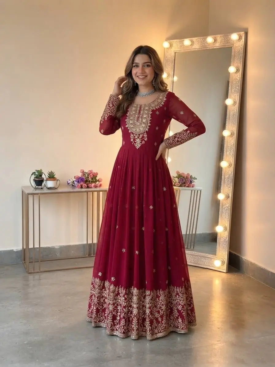 Heavy Georgette Sequin Anarkali Gown