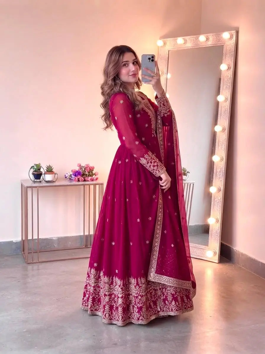 Heavy Georgette Sequin Anarkali Gown