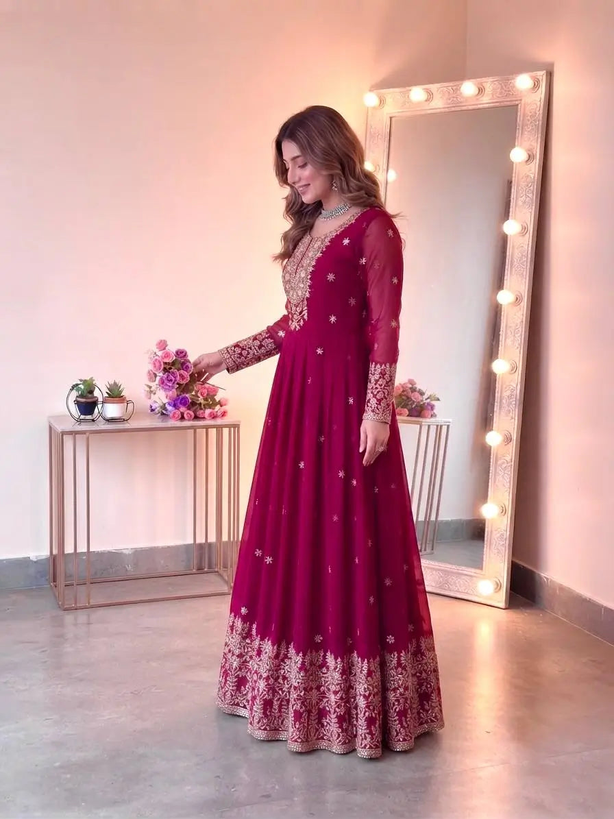 Heavy Georgette Sequin Anarkali Gown