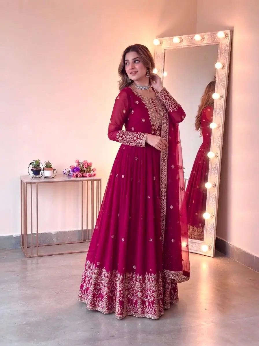 Heavy Georgette Sequin Anarkali Gown
