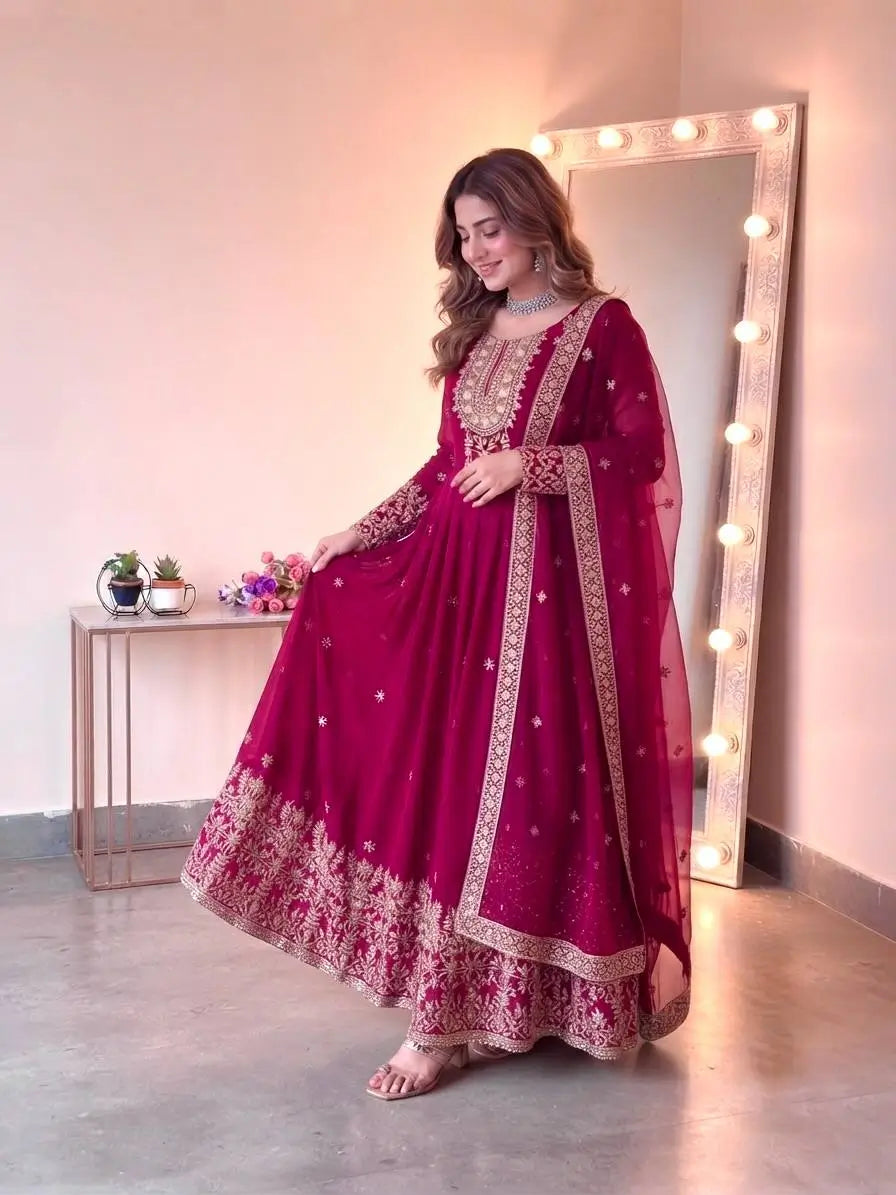 Heavy Georgette Sequin Anarkali Gown