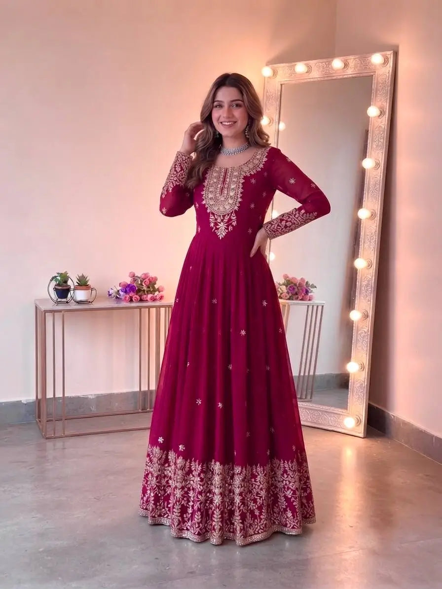 Heavy Georgette Sequin Anarkali Gown