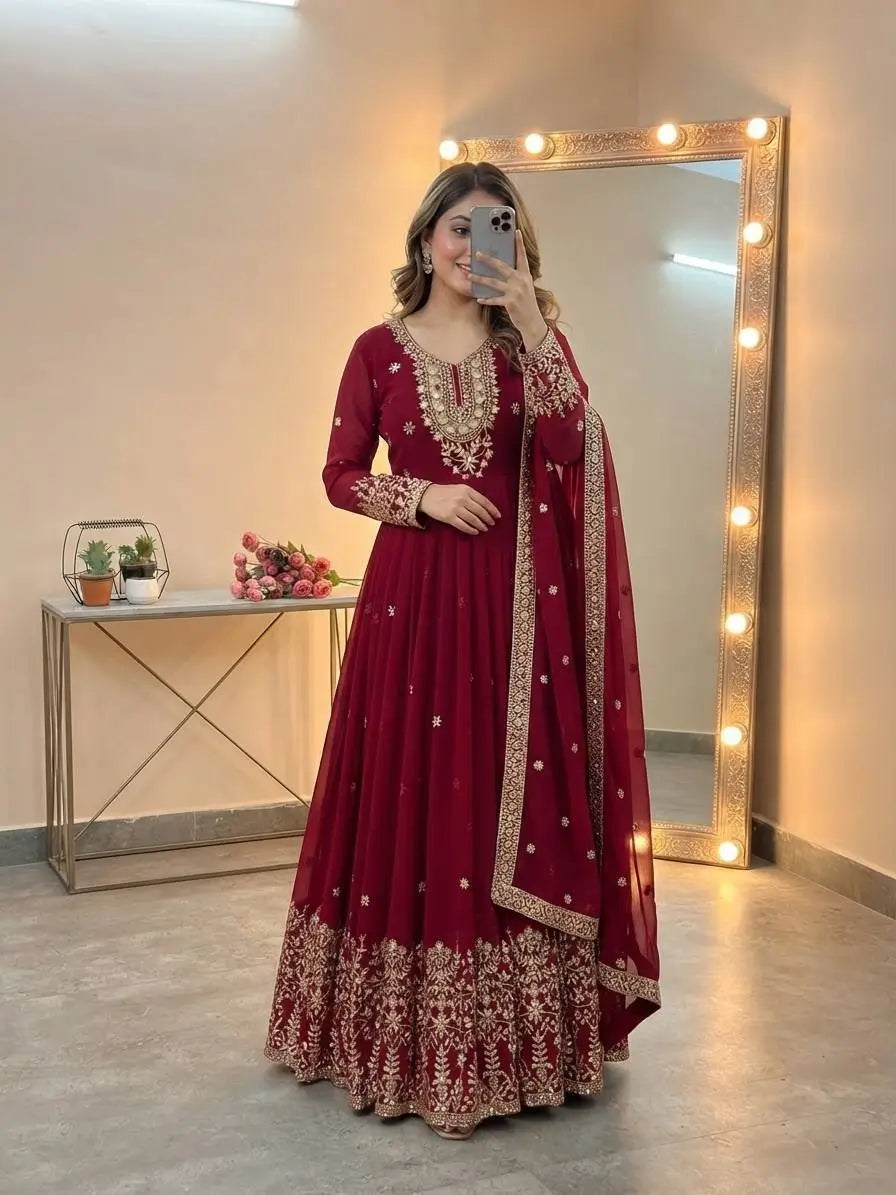 Heavy Georgette Sequin Anarkali Gown