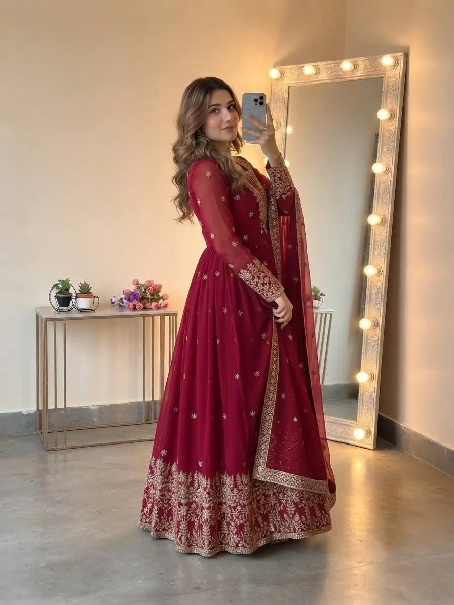 Heavy Georgette Sequin Anarkali Gown