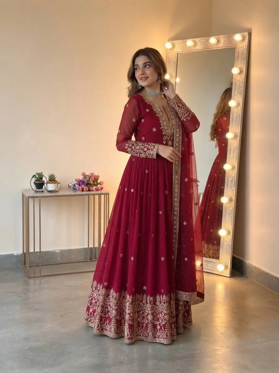 Heavy Georgette Sequin Anarkali Gown