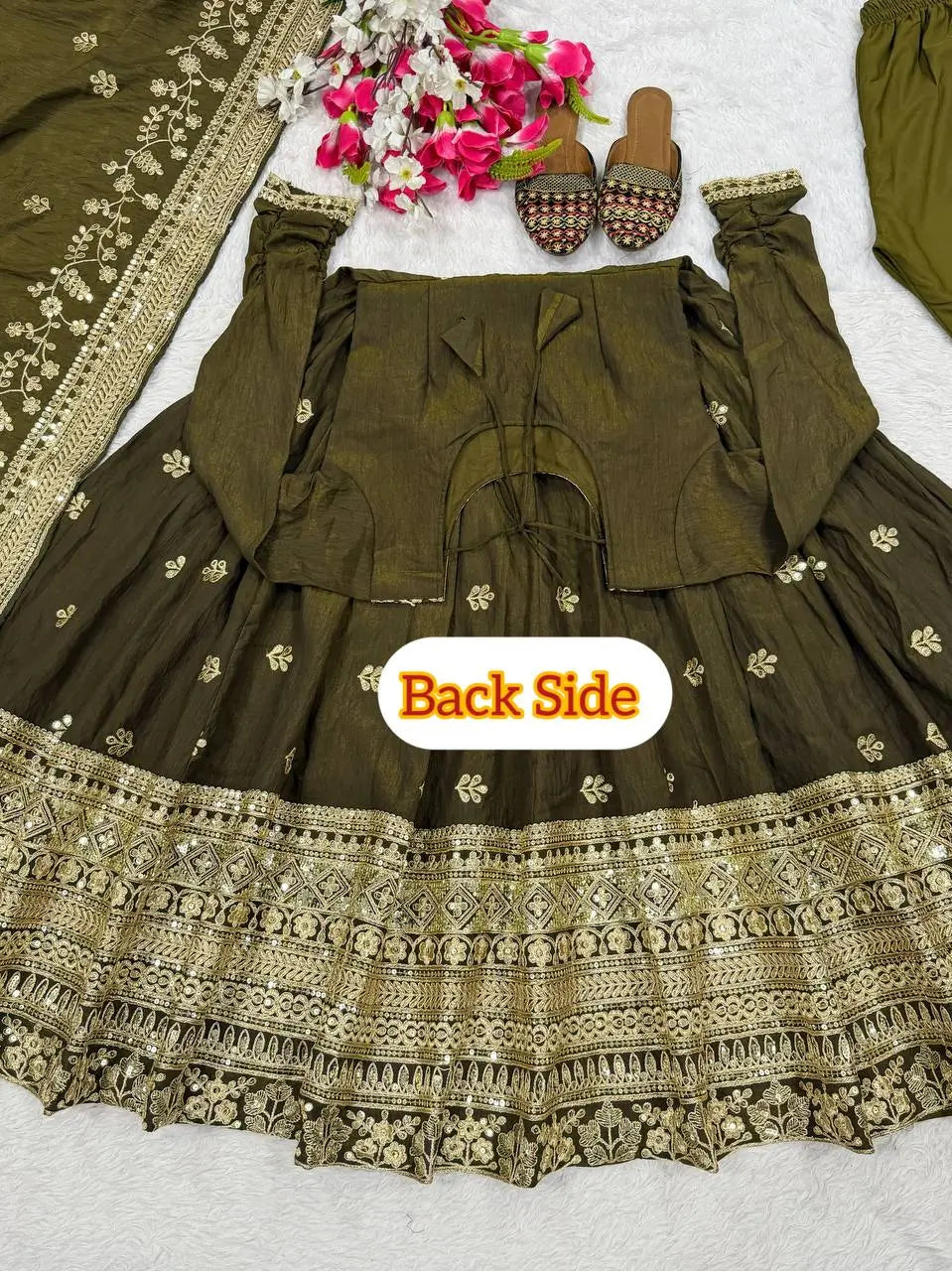 Heavy NC Vichitra Silk Embroidered Anarkali Suit Set with Dupatta