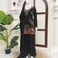 Heavy Rayon Thread Work Sharara Set Black