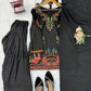 Heavy Rayon Thread Work Sharara Set Black