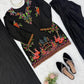 Heavy Rayon Thread Work Sharara Set Black
