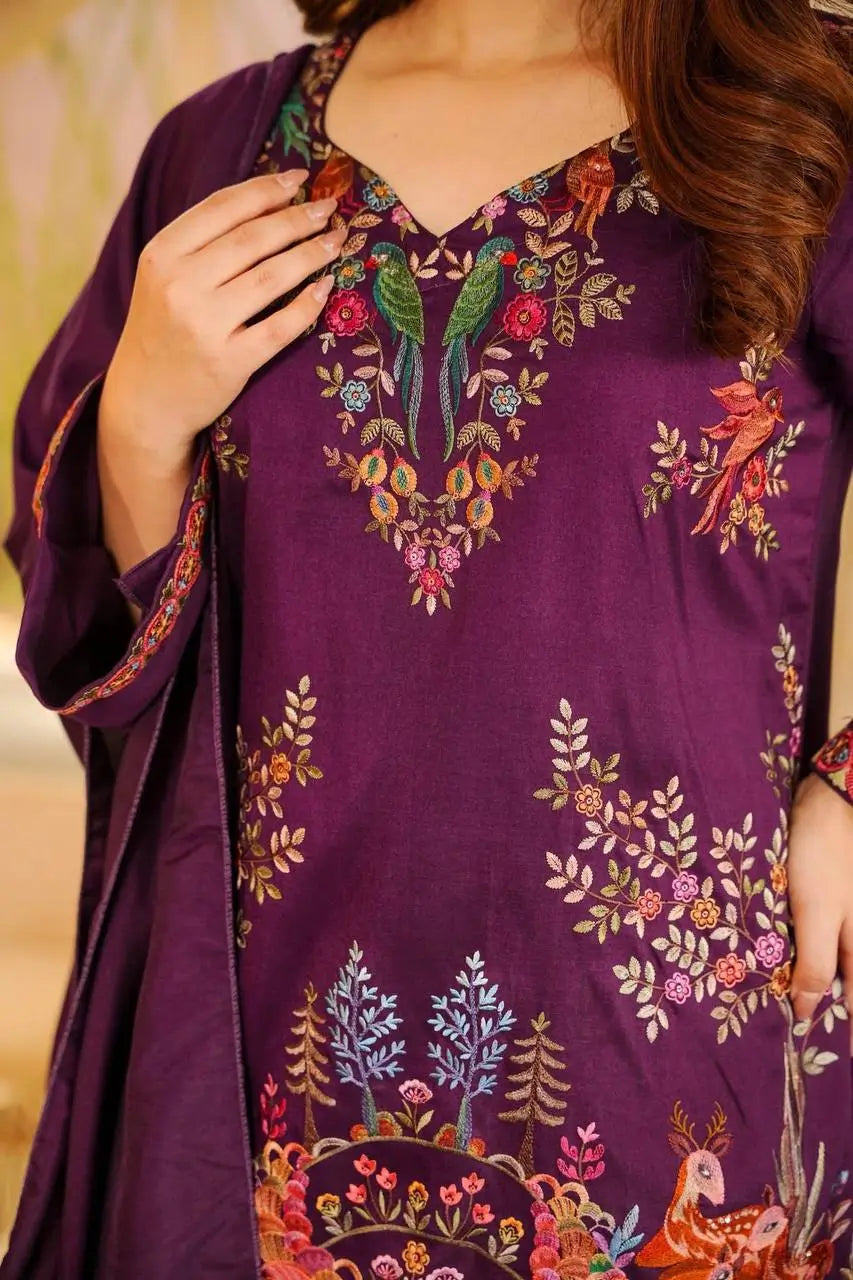 Heavy Rayon Thread Work Sharara Set Black