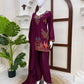Heavy Rayon Thread Work Sharara Set Black
