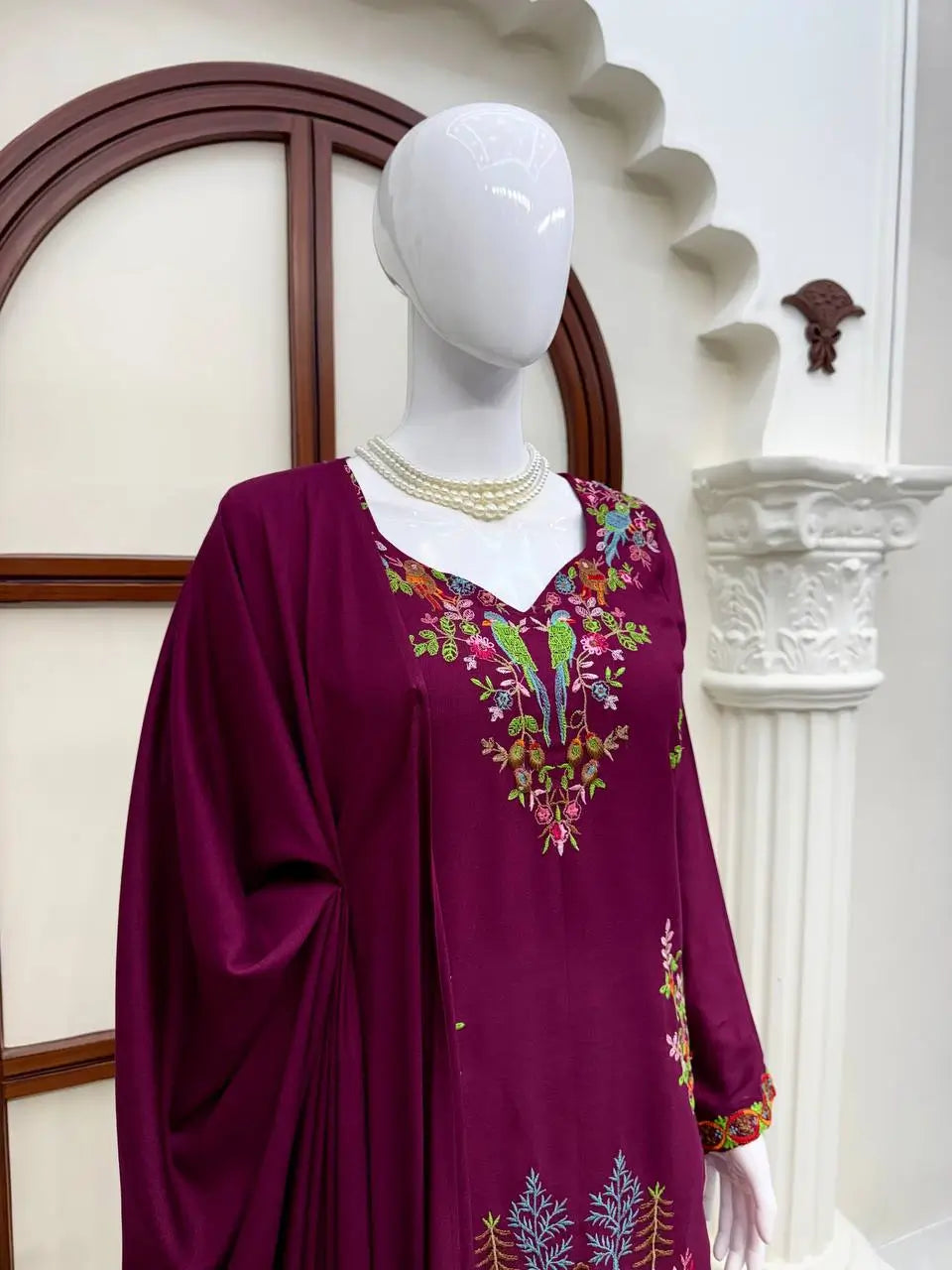 Heavy Rayon Thread Work Sharara Set Black