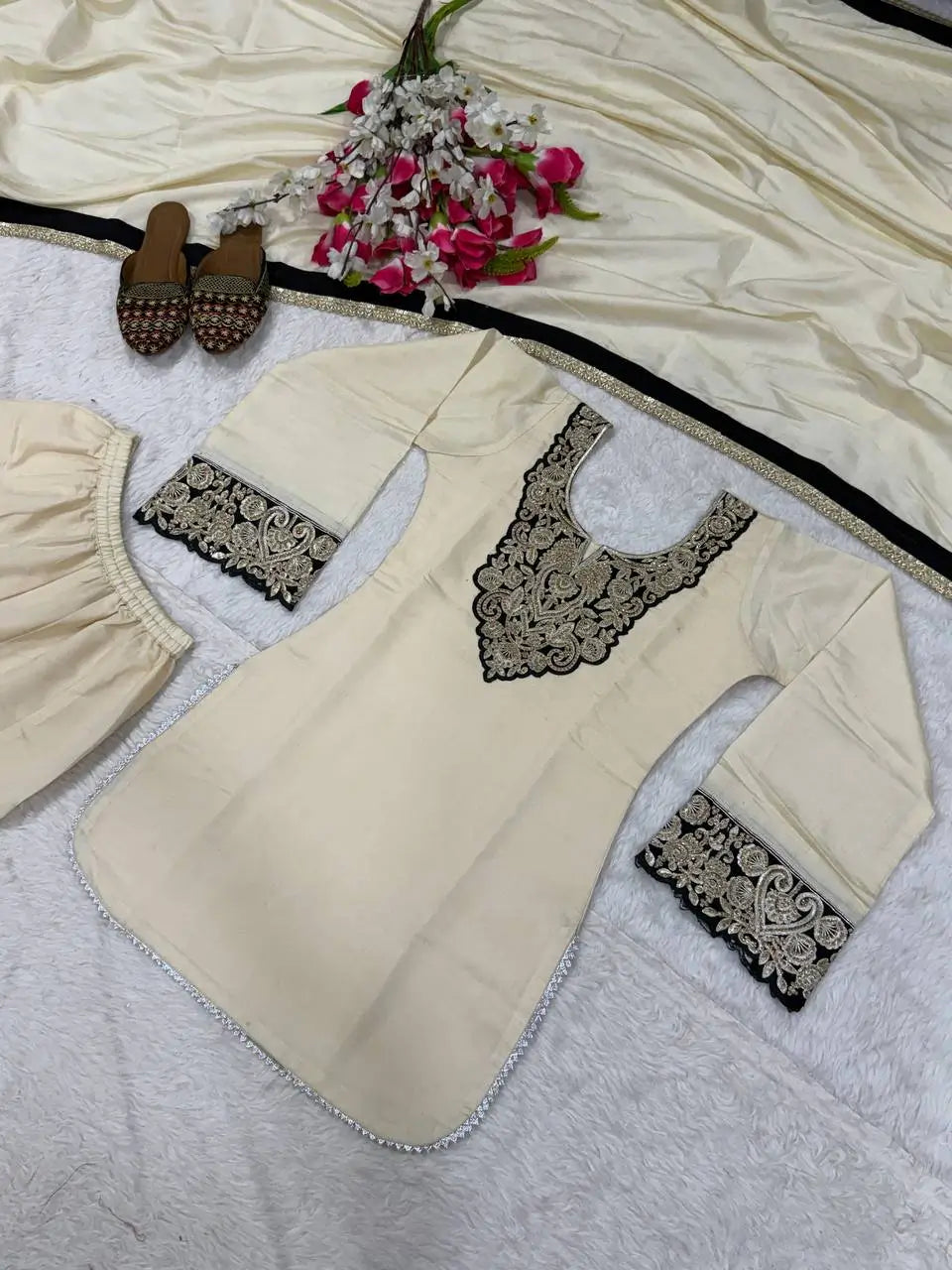 Heavy Roman Silk Sharara Palazzo Suit Set with Embroidery & Diamond Work Dupatta