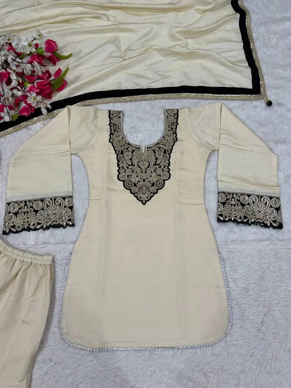 Heavy Roman Silk Sharara Palazzo Suit Set with Embroidery & Diamond Work Dupatta