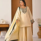 Heavy Roman Silk Sharara Palazzo Suit Set with Embroidery & Diamond Work Dupatta