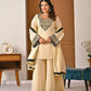 Heavy Roman Silk Sharara Palazzo Suit Set with Embroidery & Diamond Work Dupatta