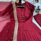 Heavy Sequence Work Border Roman Silk Anarkali set With Dupatta For Partywear